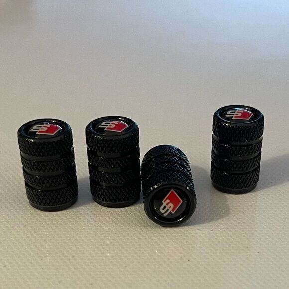 S Line Audi Valve Stem Caps in Black Set of 4 NWT - Picture 1 of 4